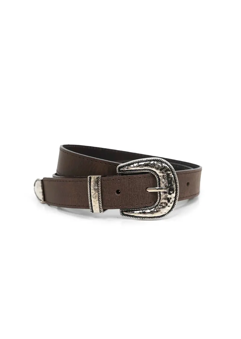 Landes Cowboy-Style Silver Buckle Belt 1