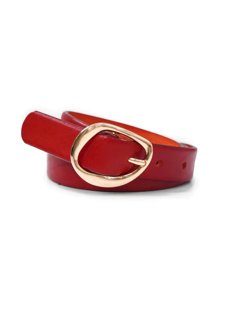 Landes Gold-Tone Buckle Leather Belt – Elegant Finish 1