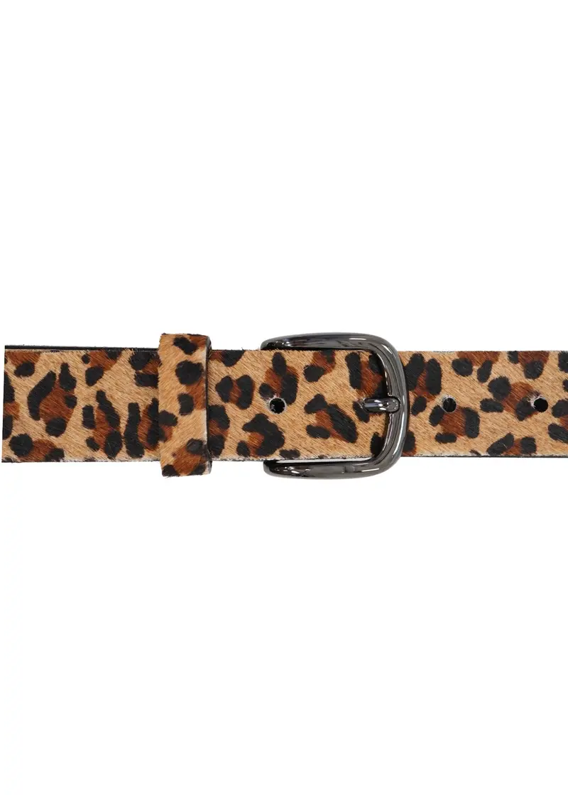 Landes Leopard-Print Leather Belt With Square Buckle 1