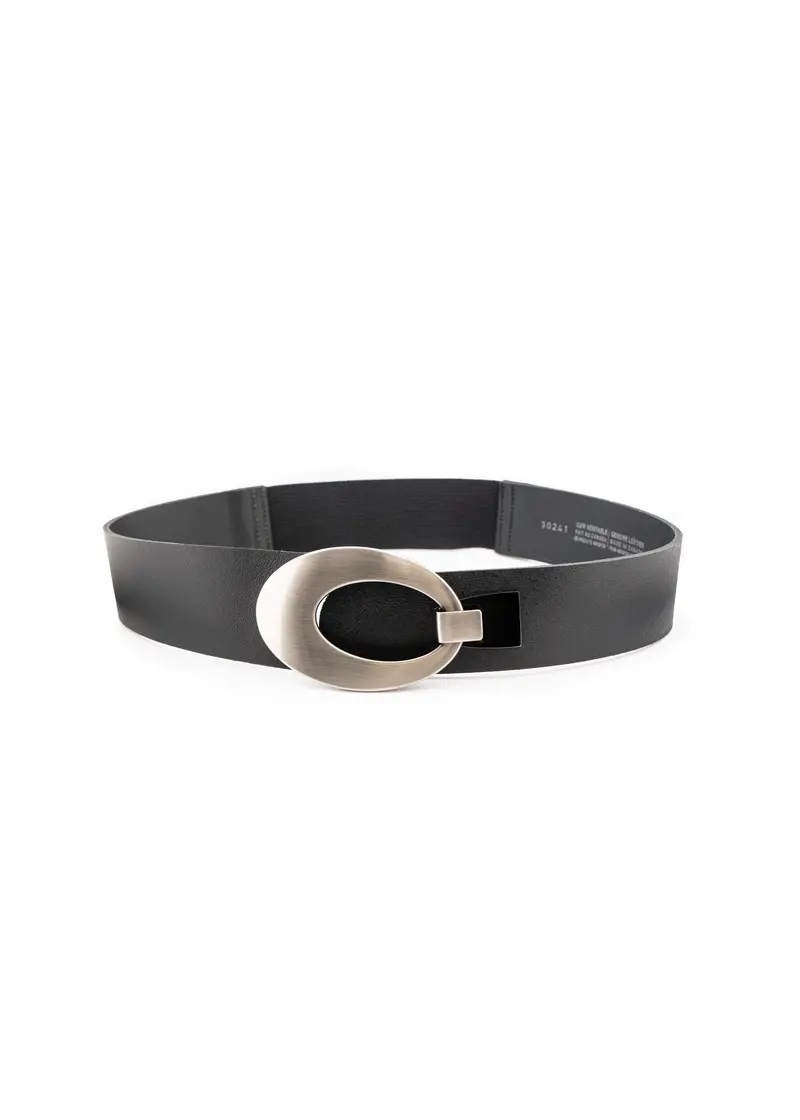 Landes Nickel Buckle Leather Belt – Classic Clasp Design 1