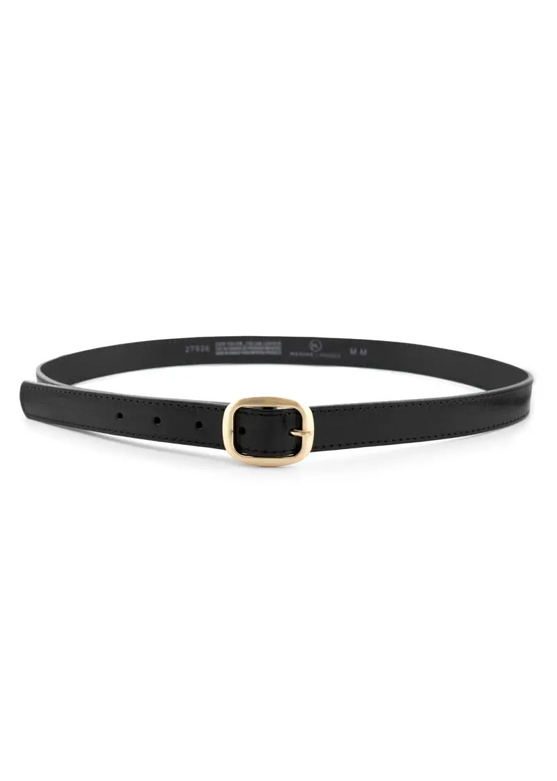 Landes Rectangular Buckle Slim Leather Belt 1