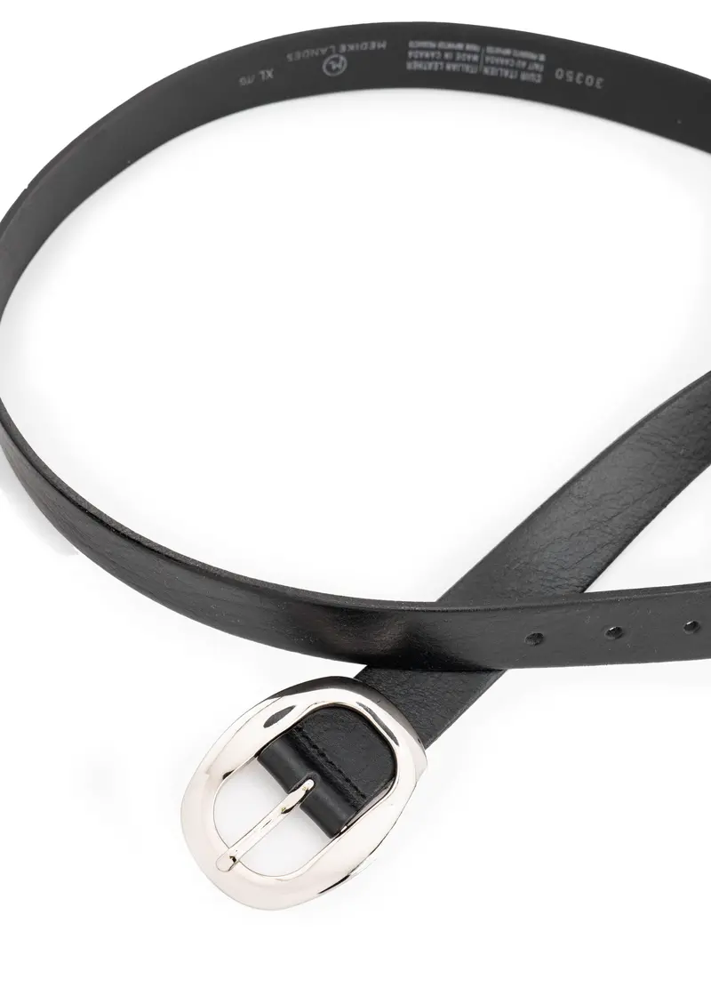 Landes Shiny Silver Buckle Leather Belt – Polished Look 1