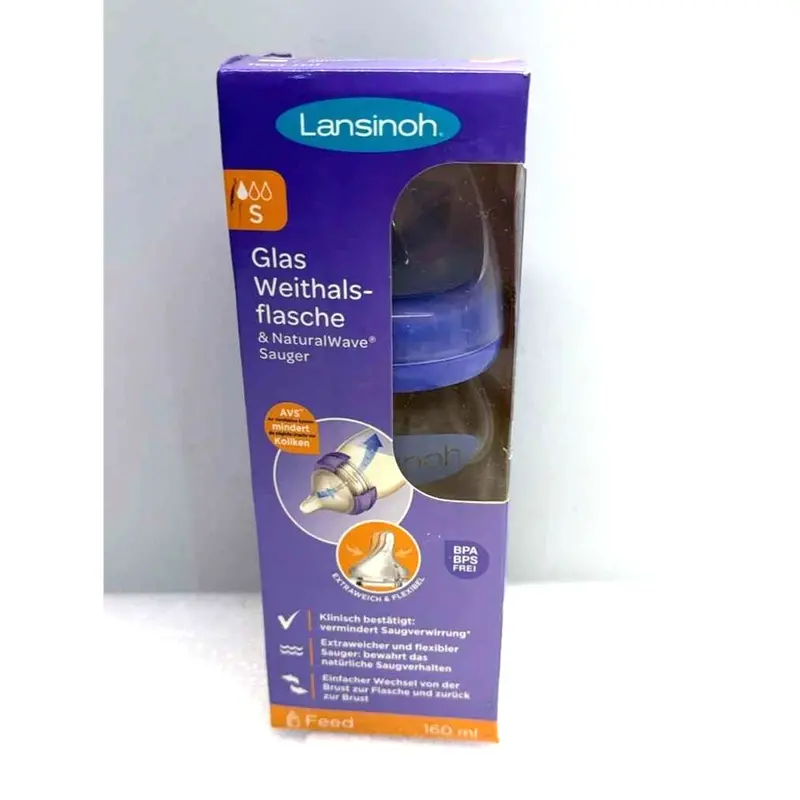 Lansinoh Eco-Friendly Glass Baby Bottle – 160 Ml With Naturalwave Slow-Flow Teat 1