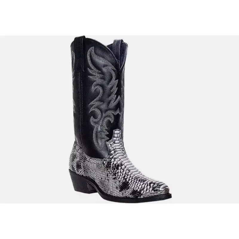 Laredo Monty Men’S Leather Cowboy Boots – Black And White Two-Tone Design (Size 10.5) 1