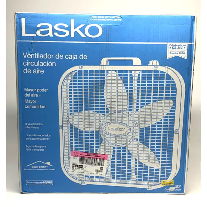 Lasko 20" Slim Box Fan – 3-Speed Portable Floor Fan In White 1
