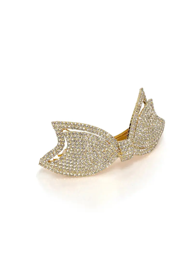 Limlim Bow-Shaped Crystal Hair Barrette For Updos 1
