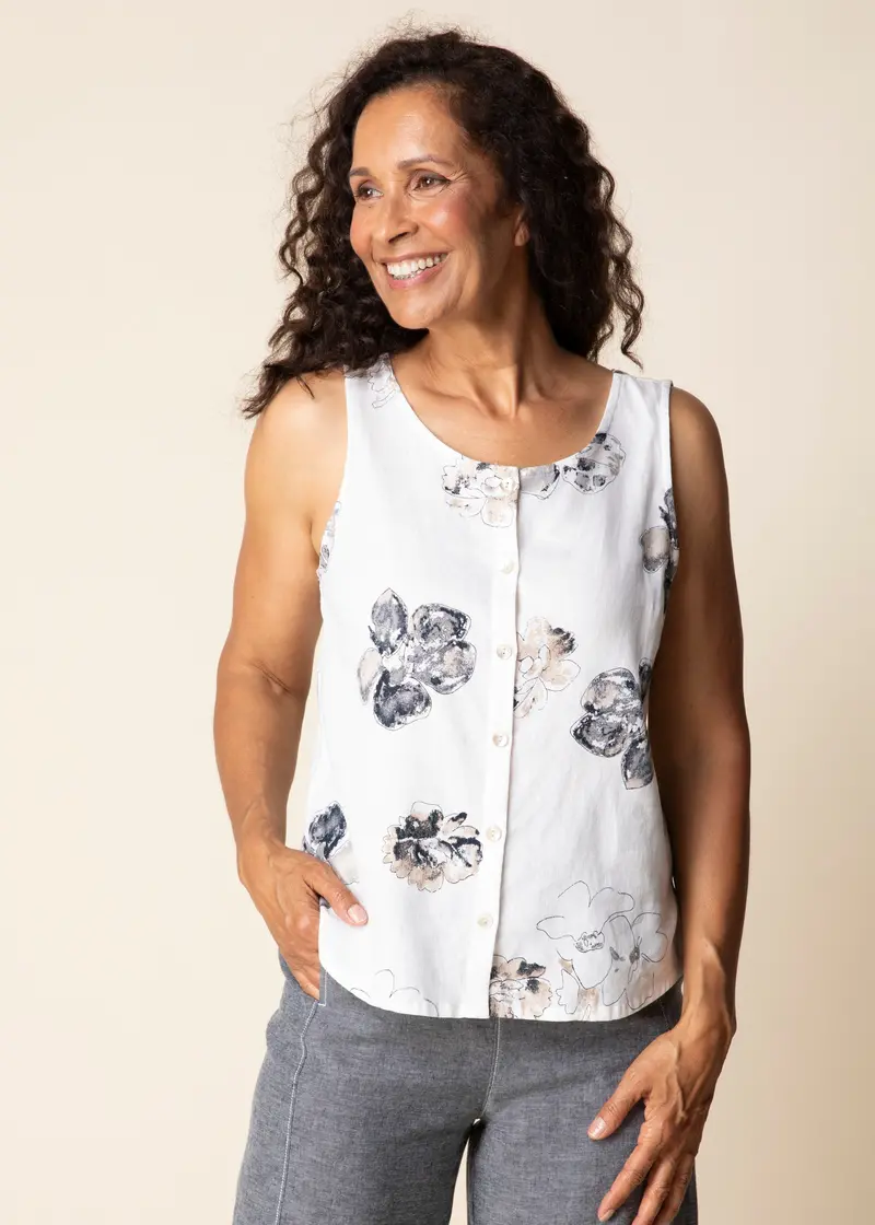 Linen Floral-Tiered Back Tank Top – Habitat Collection 1