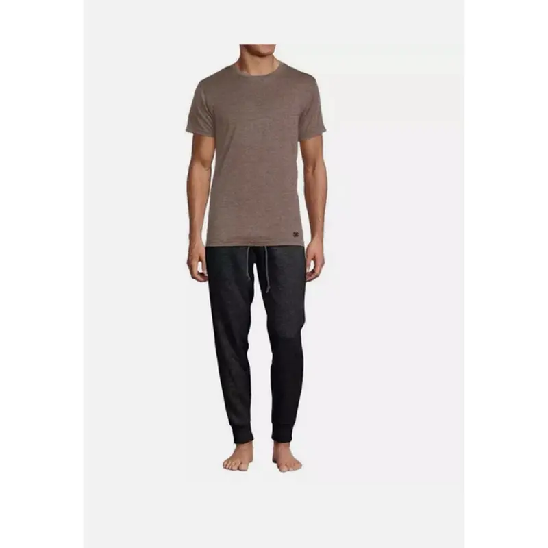 Lucky Brand Men’S Charcoal & Brown Lounge Set – 2-Piece Matching Top And Pants, Size Xl 1