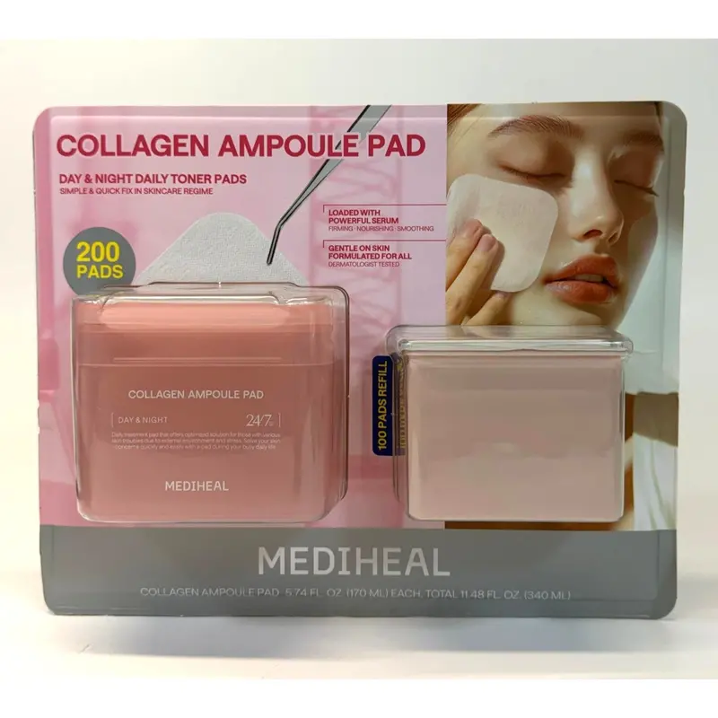 Mediheal Collagen Ampoule Pads – 200 Total (100 + Refill Pack), Skin-Nourishing Treatment 1