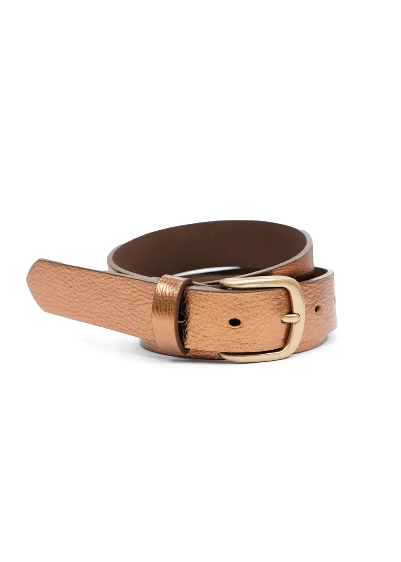 Metallic Accent Buckle Leather Belt By Landes 1