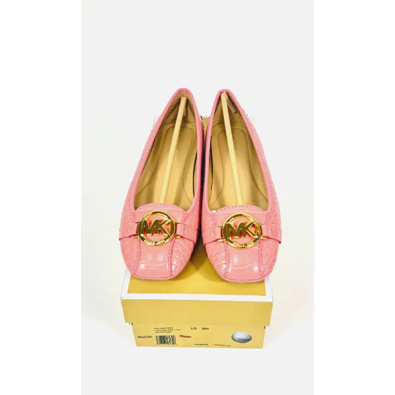 Michael Kors Fulton Moccasins – Pink Crocodile-Embossed Leather (Size 9M) 1