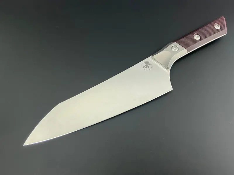 Microtech 8-Inch Chef Knife With Black Cherry G10 Handles And Titanium Bolster 1