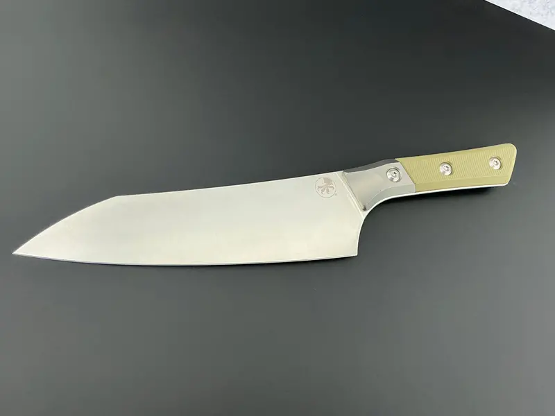 Microtech 8-Inch Od Green Chef Knife With G10 Scales And Titanium Bolster 1