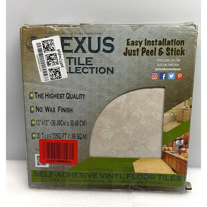 Nexus White Slate Vinyl Floor Tiles – 20-Pack, 12"X12" Self-Adhesive Sheets 1