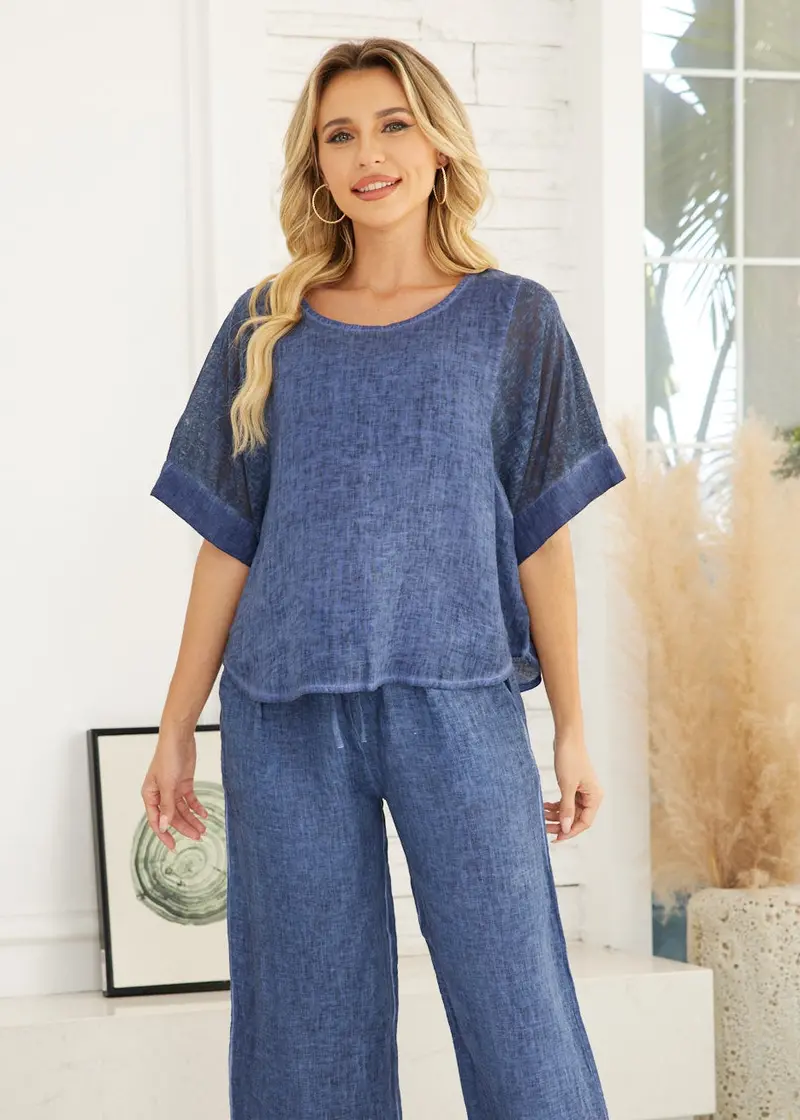 Orange Cold Wash Top – Minimalist Round Neck Cotton Tee 1