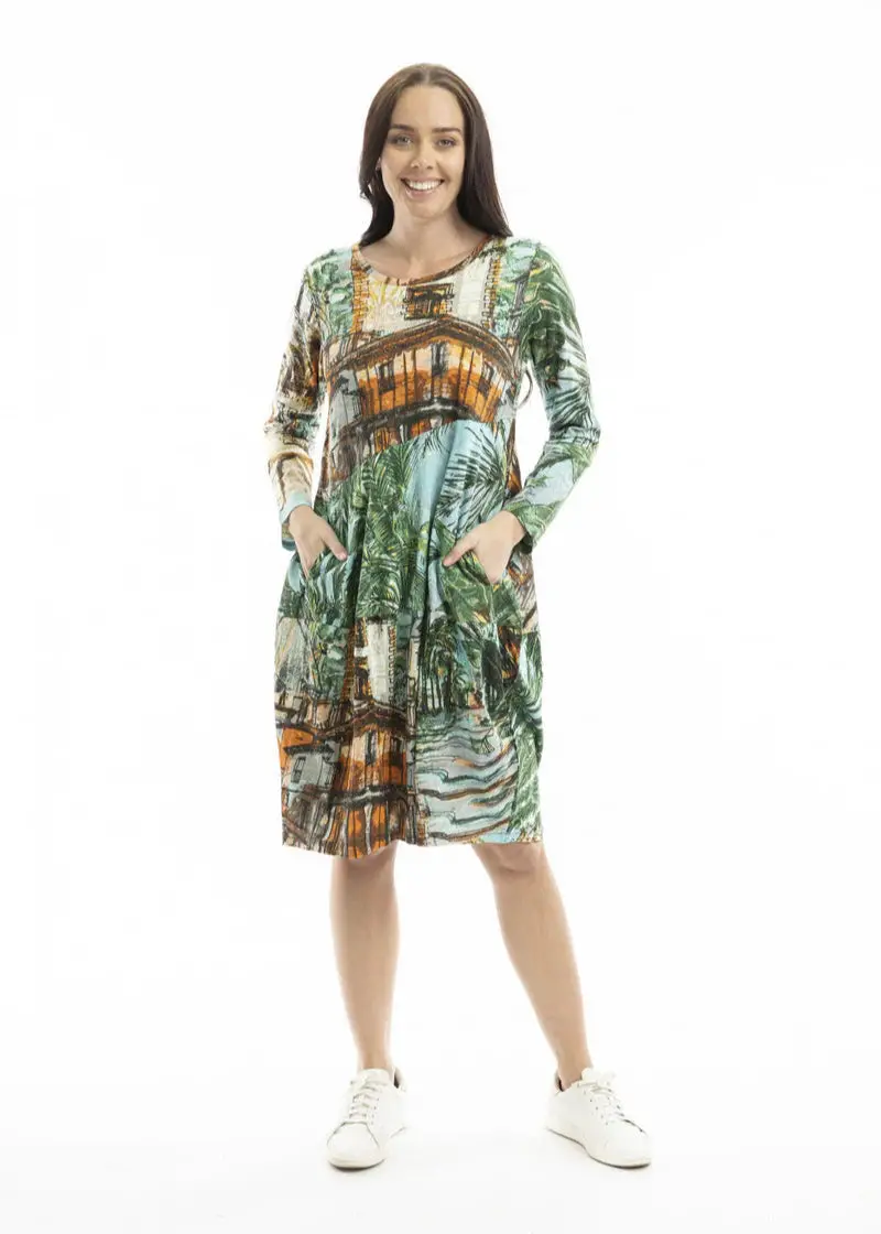 Orientique Printed Cotton Bubble Dress 1