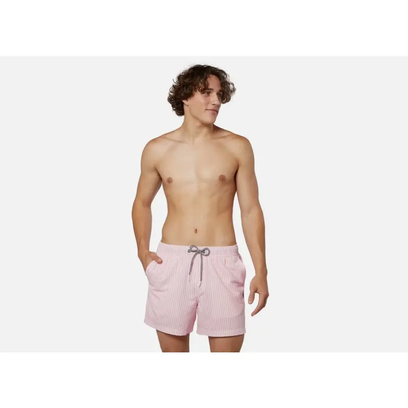 Party Pants Men'S Fabio Seersucker Swim Trunks – Pink, Mid-Rise Xxl 1