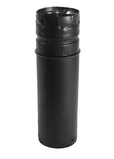 Pelletvent Multi-Fuel 3-Inch Adjustable 12-Inch Black Vent Pipe 1