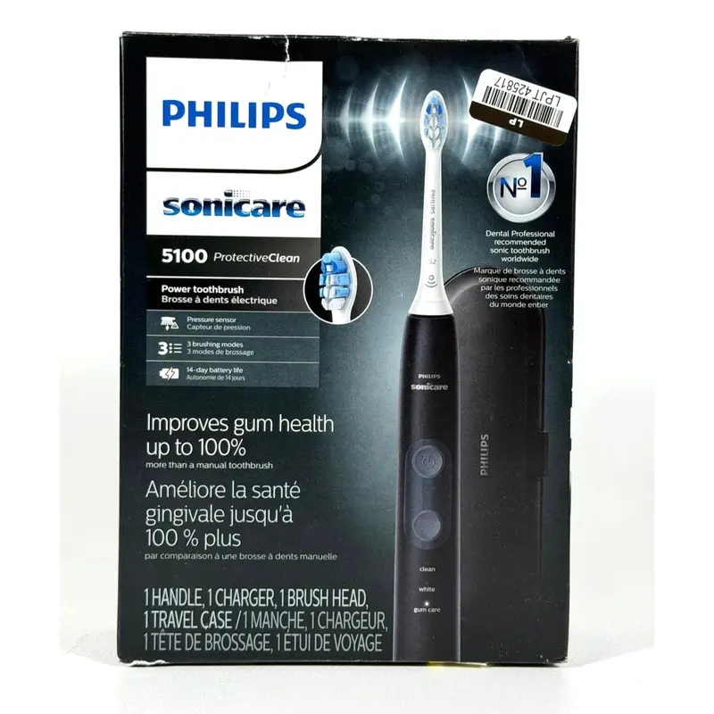 Philips Sonicare Protectiveclean 5100 Electric Toothbrush – Black, Gum Health Focus 1