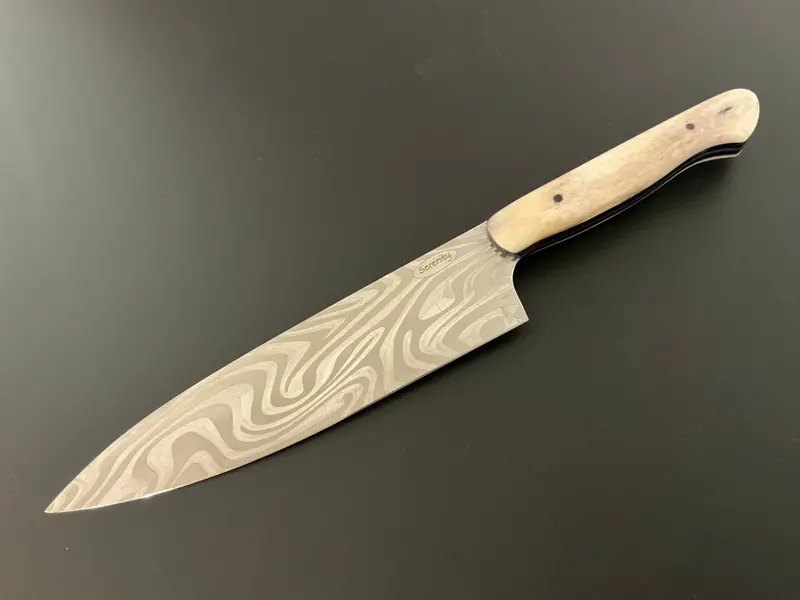 Purple Cpm154 Gyuto Chef Knife Featuring Camel Bone Handle 1