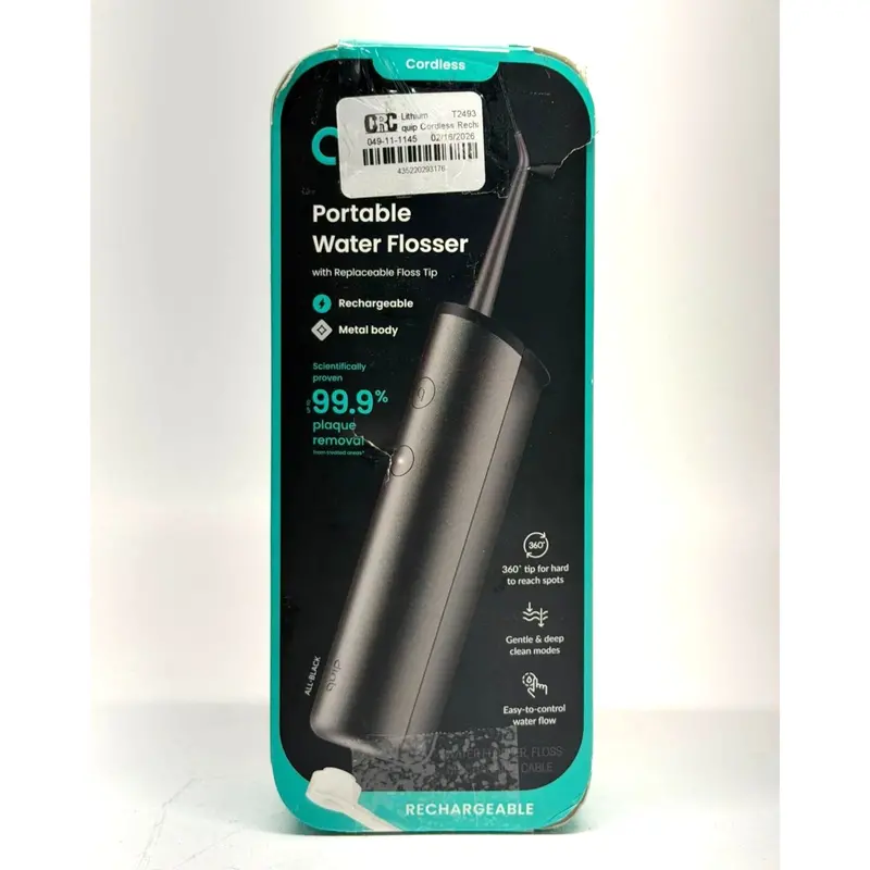 Quip Cordless Rechargeable Water Flosser – All-Black Metal Design, New In Box 1