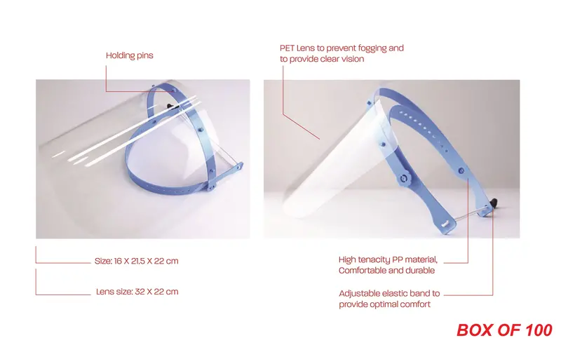 Reusable Safety Face Shield – Pack Of 100 Protective Shields For Industrial Use 1