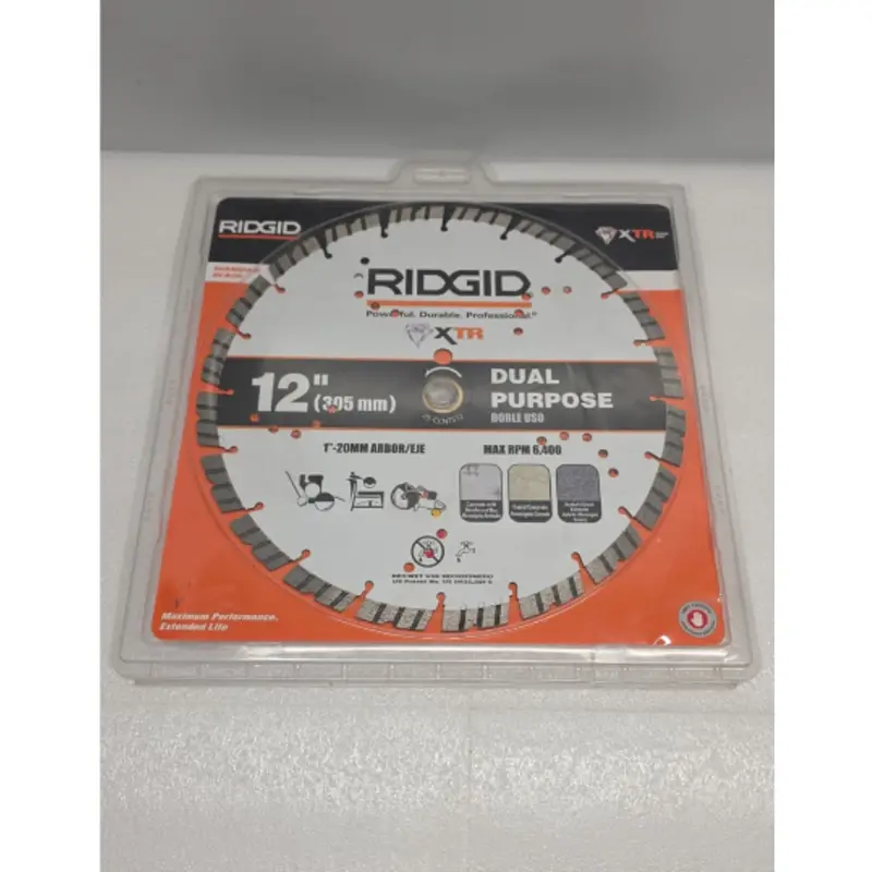 Ridgid 12-Inch Masonry Diamond Saw Blade – Xtr Segmented Rim For Concrete & Brick Cutting 1