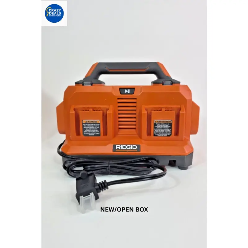 Ridgid 18V 6-Port Sequential Battery Charger Station – Orange 1