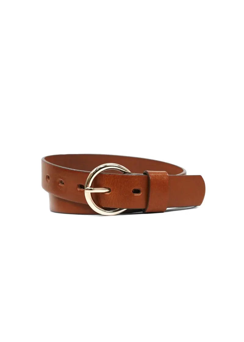 Round-Buckle Genuine Leather Belt By Landes 1