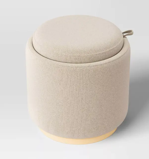 Round Upholstered Storage Ottoman – Room Essentials Collection 1
