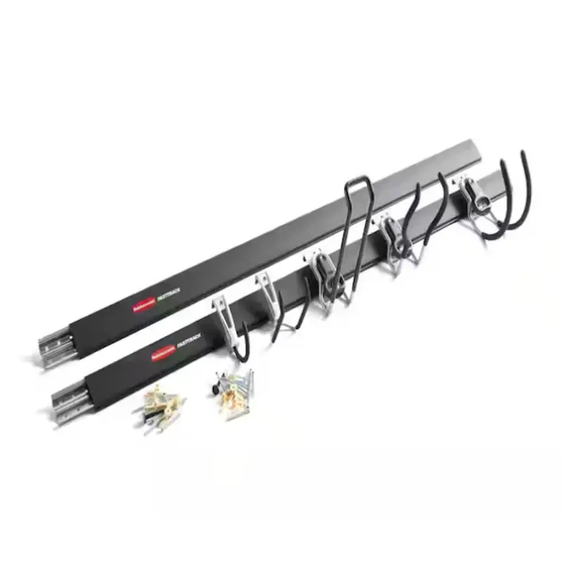 Rubbermaid Fasttrack Garage Hook System – 2 Rails + 5 Utility Hooks (Black/Red) 1