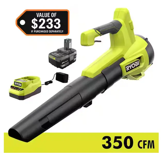Ryobi One+ 18V Cordless Jet Fan Blower — 100 Mph / 350 Cfm With Variable Speed & 4.0 Ah Battery 1