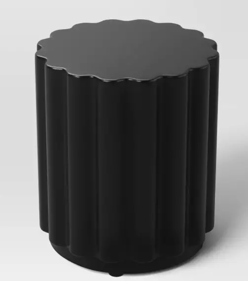 Scalloped Edge Round Side Table – Matte Black Finish, Room Essentials 1