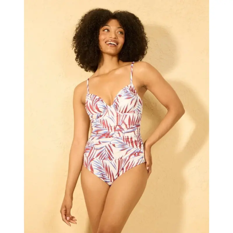 Shade & Shore Women’S Shirred Underwire Swimsuit – Medium Coverage, Soft Support, Size M 1