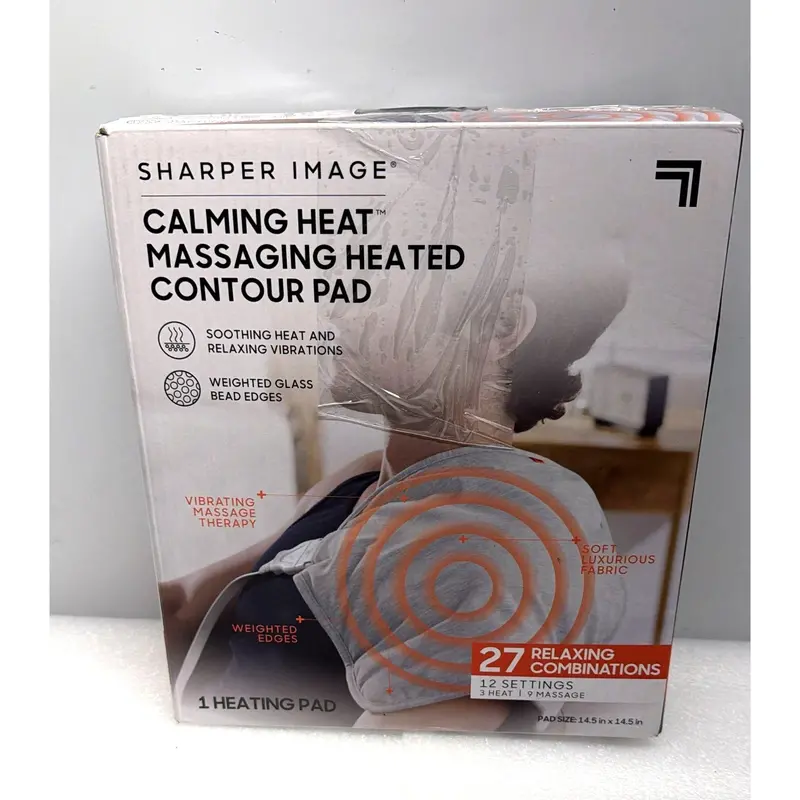 Sharper Image Calming Heat Vibrating Contour Heating Pad – Weighted & Electric 1
