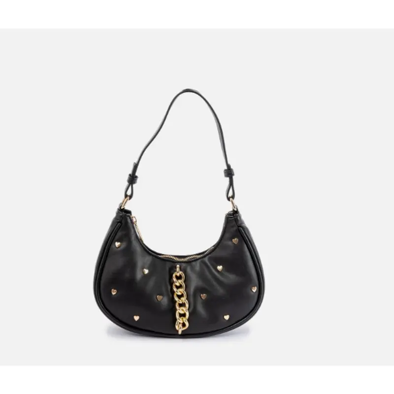Skinnydip London Keily Heart Stud Shoulder Bag – Black With Gold Hardware 1