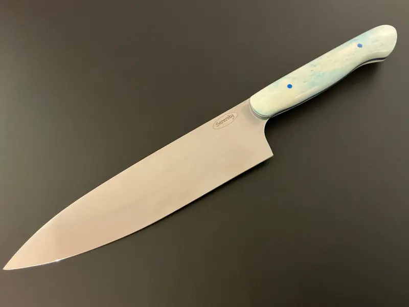 Sky Blue Cpm154 Gyuto Chef Knife – Camel Bone Handle 1