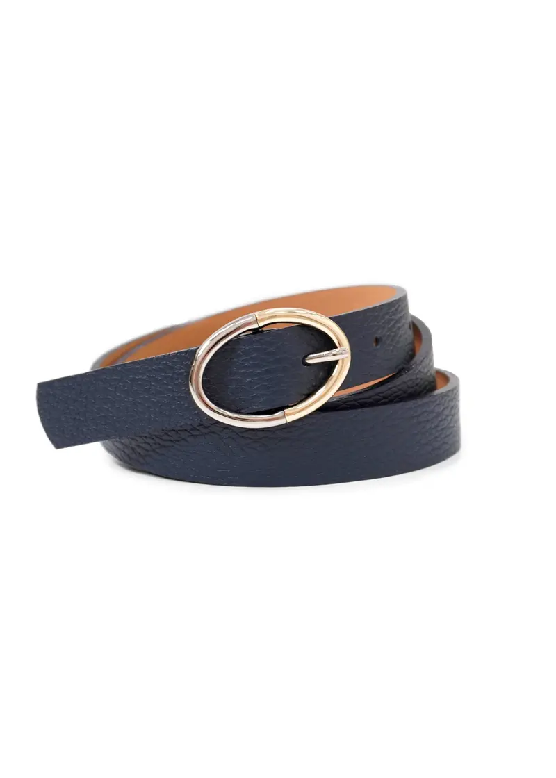 Slim Oval-Buckle Leather Belt By Landes 1