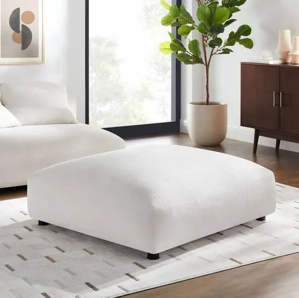 Solace Modular Fabric Ottoman In Salt Finish 1