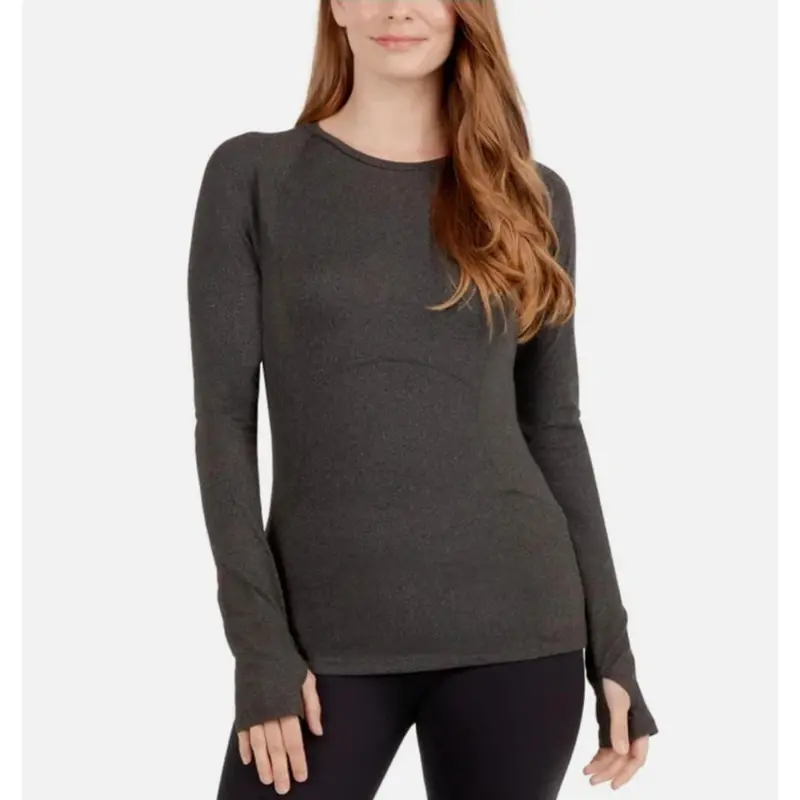 Spyder Active Women’S Peached Jersey Long Sleeve Top – Black, Xl With Thumbholes 1