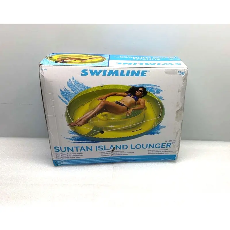 Swimline Fun Island Sun Tan Inflatable Pool Lounger – 72" Yellow Floating Raft 1
