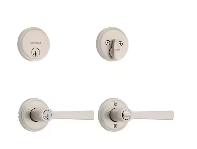Trafford Smartkey Keyed Entry Handle Set With Single-Cylinder Deadbolt – Satin Nickel Finish 1