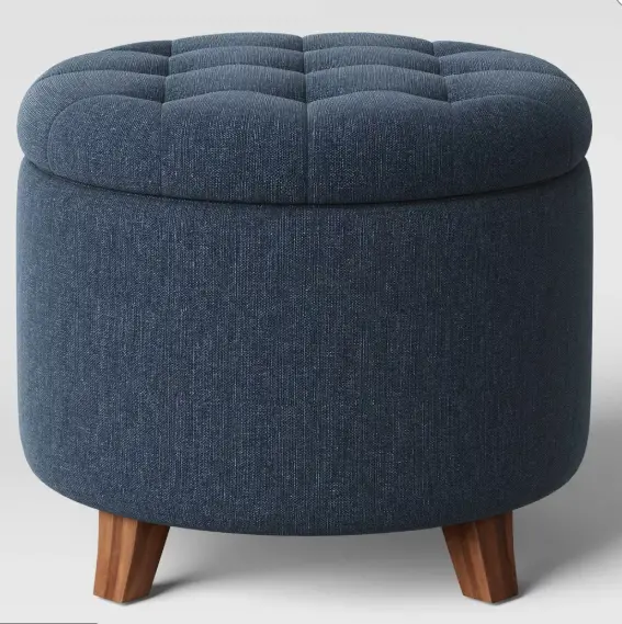 Tufted Round Ottoman With Hidden Storage – Threshold Collection 1