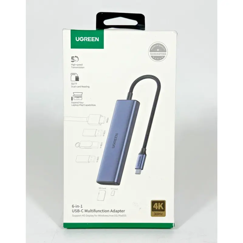 Ugreen 6-In-1 Usb-C Hub – Hdmi 4K@30Hz, 3× Usb 3.0, Ethernet & Sd/Microsd Slots 1