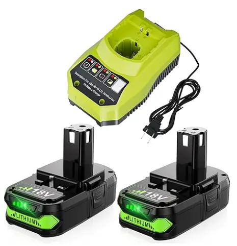 Upgraded 3.8Ah Ryobi One+ 18V Battery & Charger Kit – Compatible With P102–P191 Tools (2-Pack) 1
