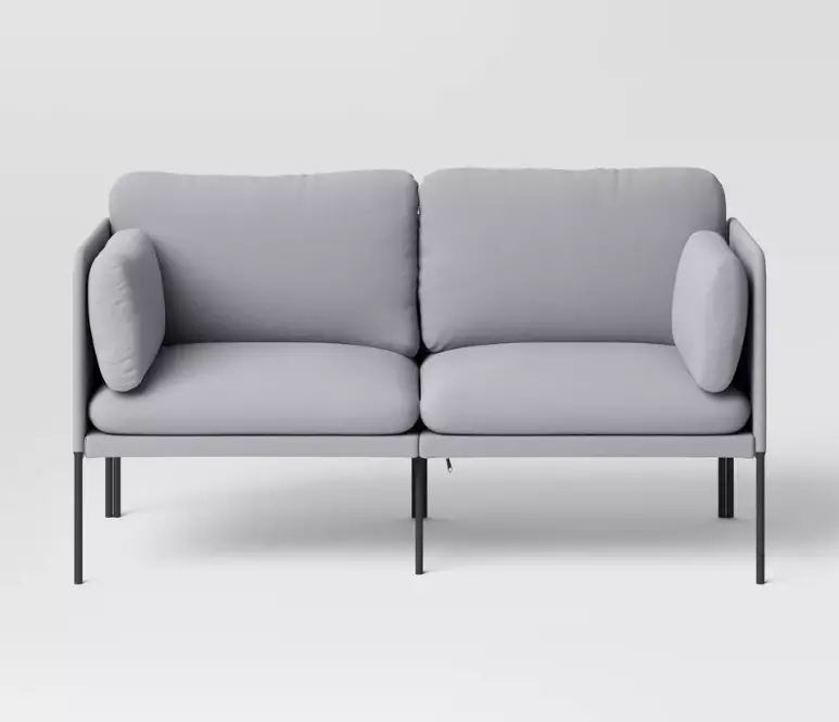 Upholstered Gray Loveseat – Compact Two-Seater Sofa, Room Essentials 1