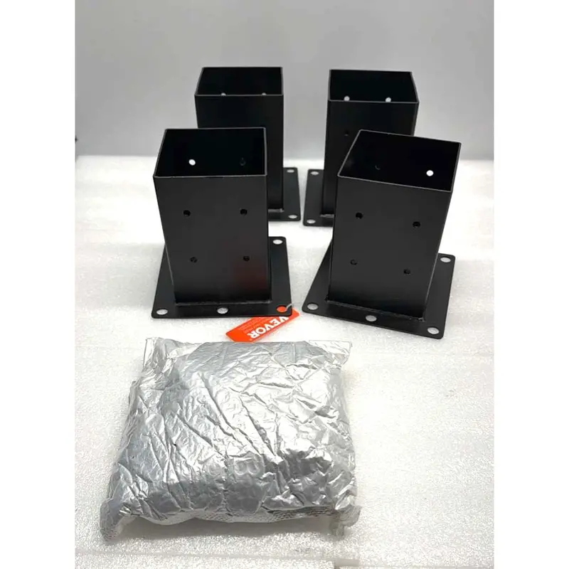 Vevor Heavy-Duty 4X4 Post Base Brackets – Galvanized Steel, 4-Piece Set 1