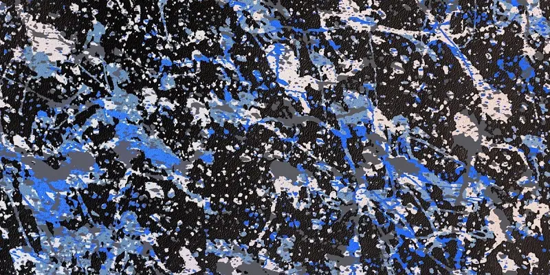 Vibrant Blue Abstract Pollock Style Wall Decor 1