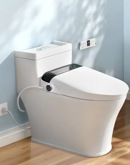 White Smart Bidet Seat For Elongated Toilets: Warm Water, Air Dry & Self-Cleaning Nozzle 1