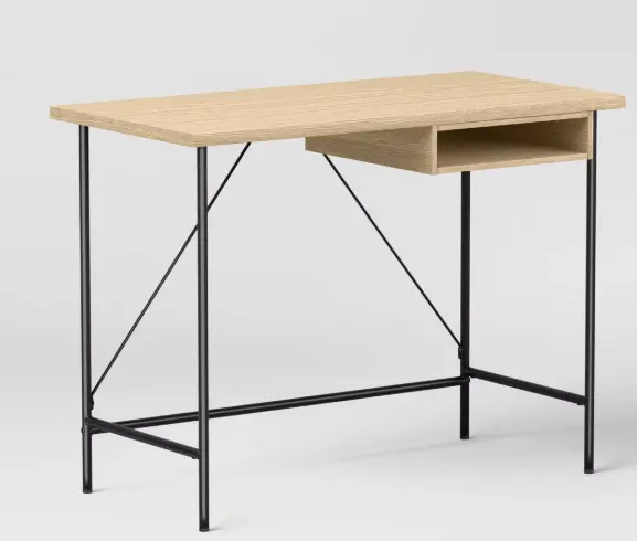 Wood-And-Metal Writing Desk With Built-In Storage – Room Essentials 1